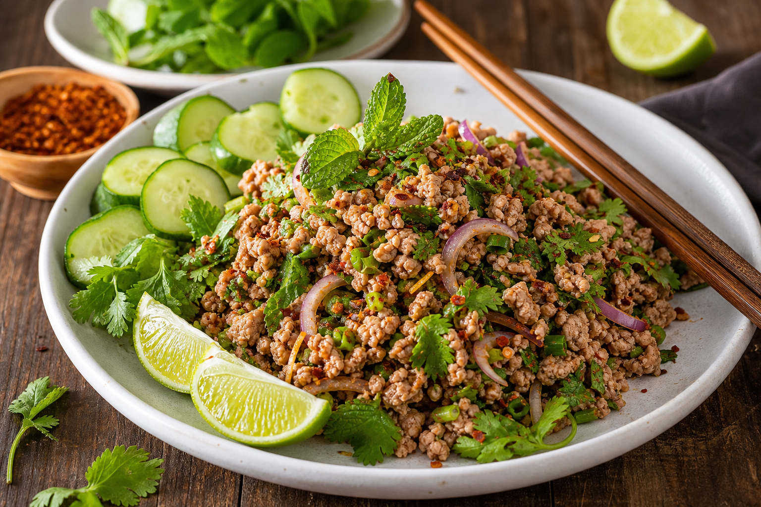 Spicy Thai Turkey Larb Salad