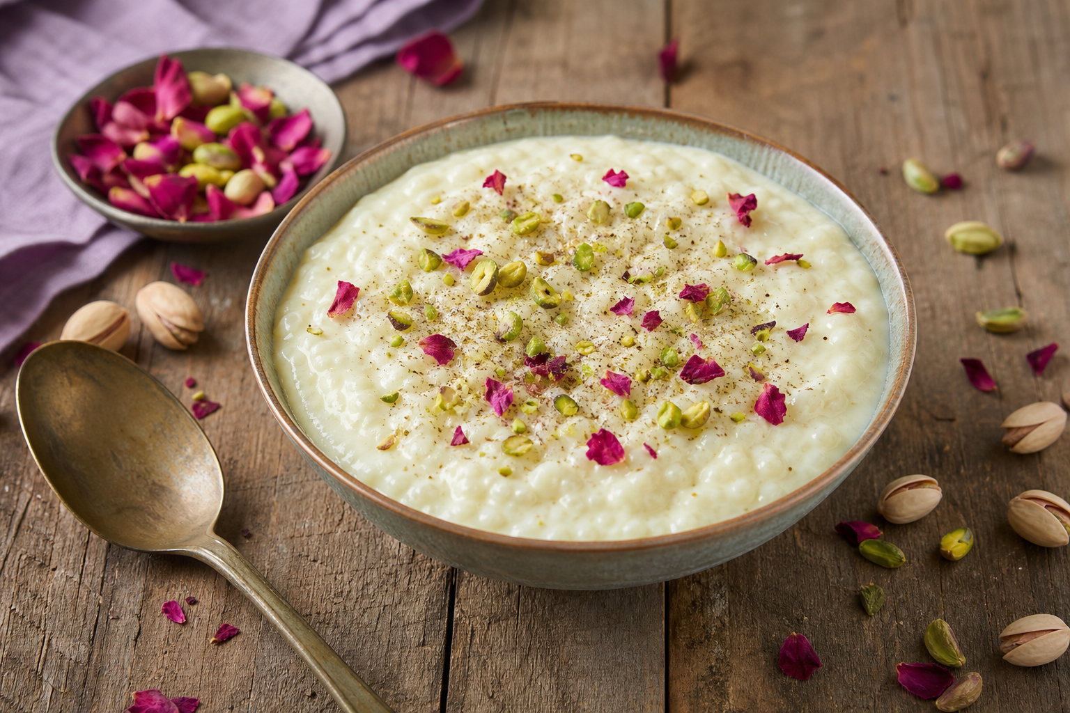 Cardamom and Rose Water Rice Pudding
