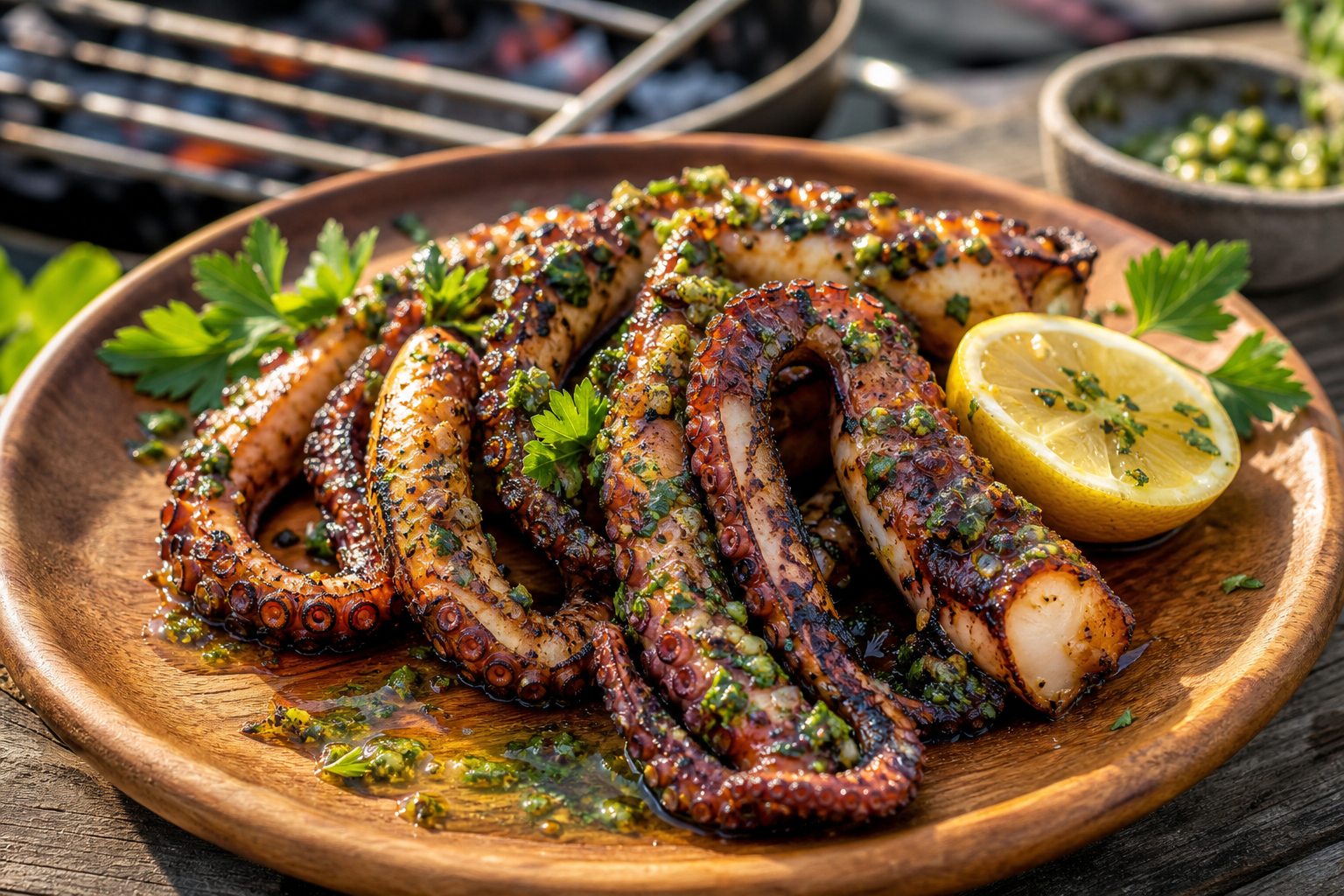 Charred Octopus with Lemon Herb Dressing