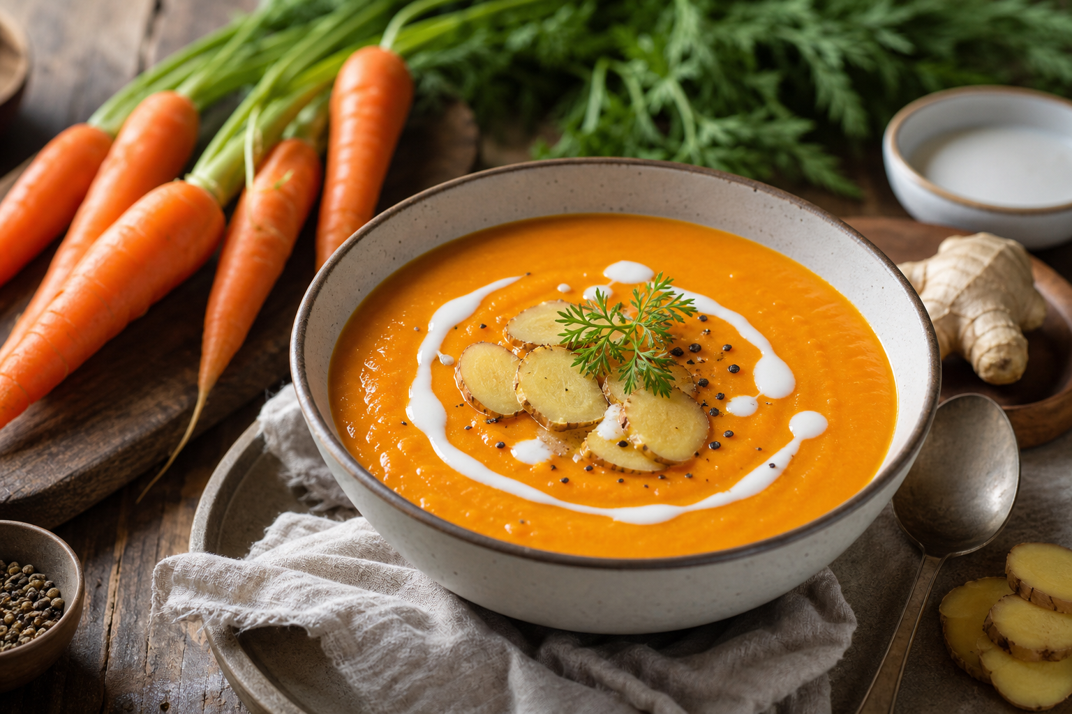 Creamy Roasted Carrot and Ginger Soup