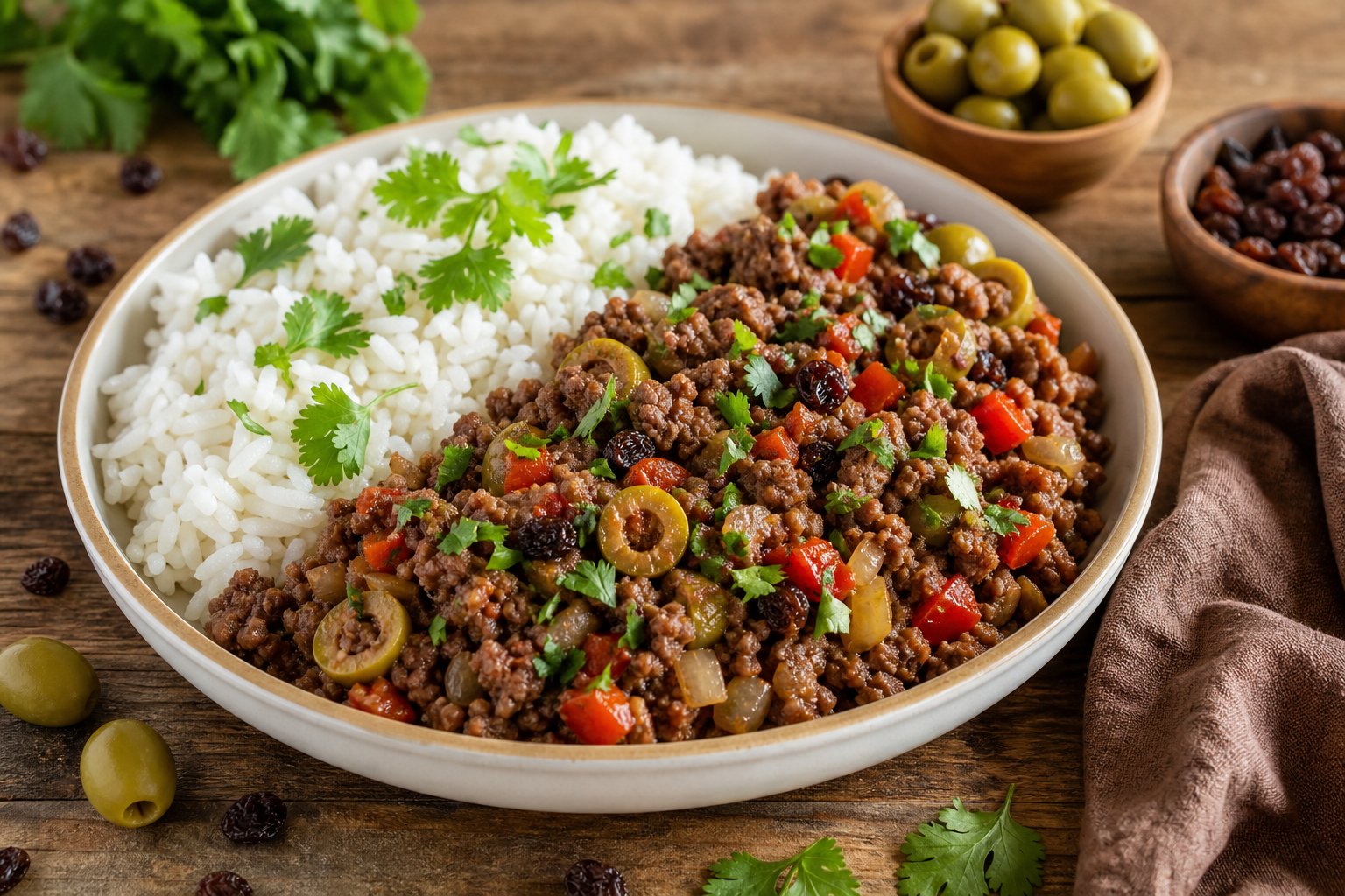 Cuban-Style Beef Picadillo with Green Olives and Raisins