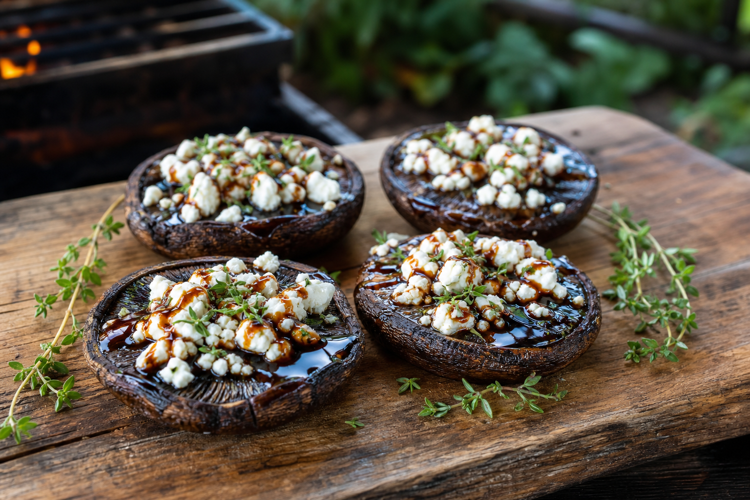 Grilled Portobello Mushrooms with Balsamic Glaze and Goat Cheese
