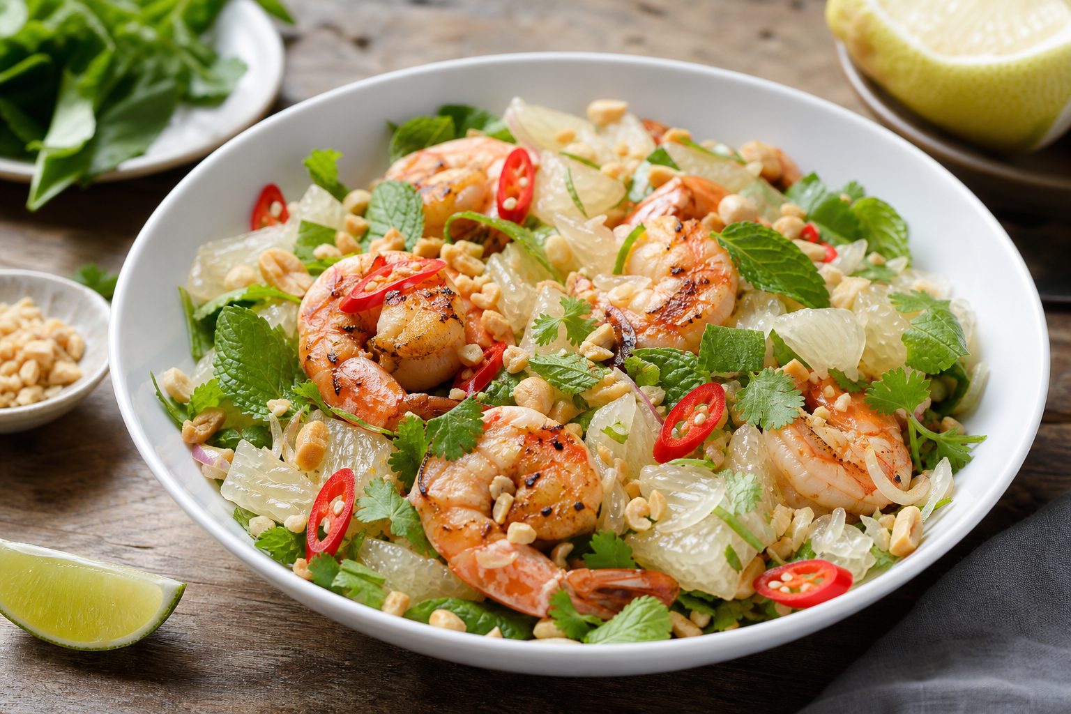 Grilled Vietnamese Pomelo and Shrimp Salad
