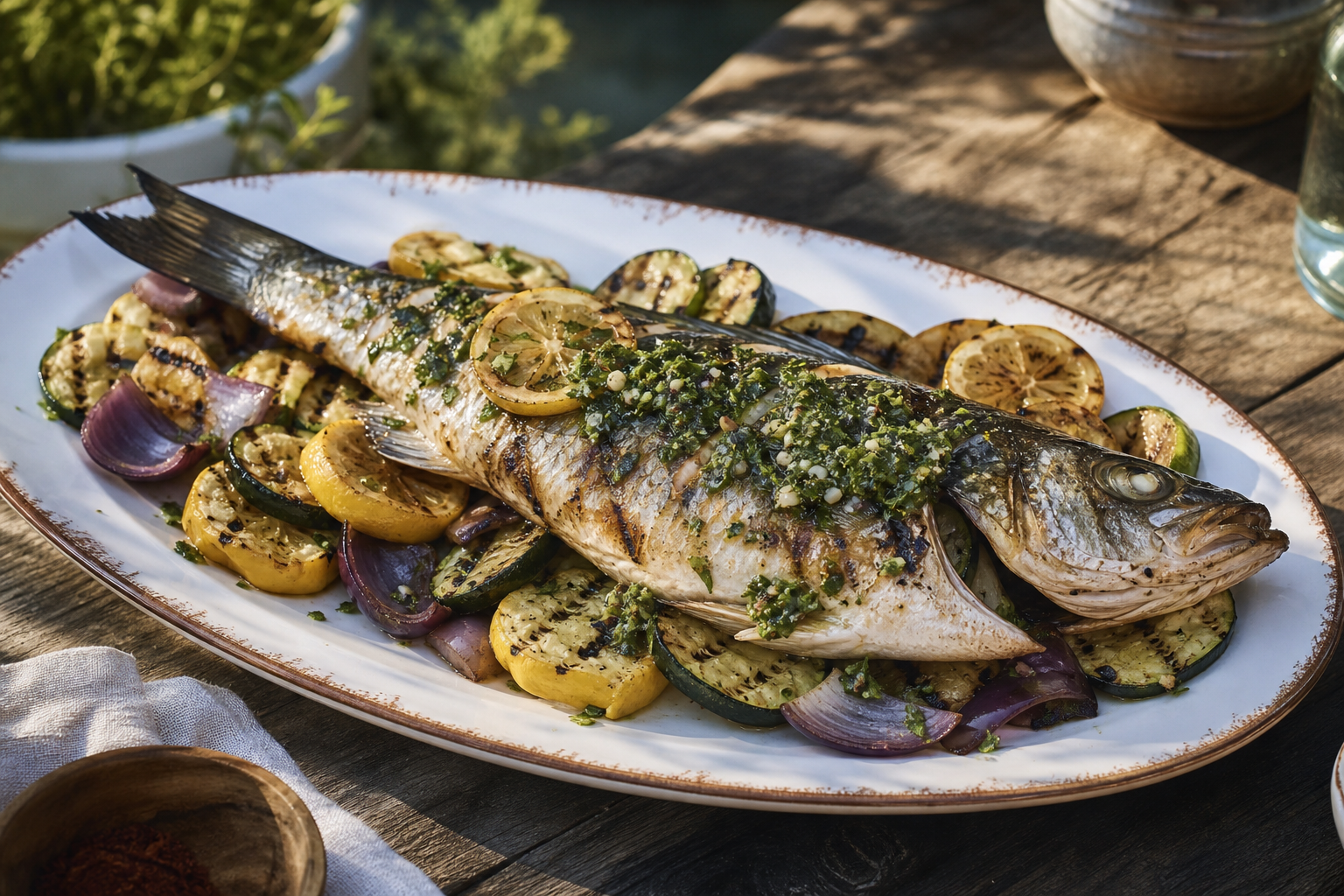 Grilled Whole Branzino with Herb Gremolata