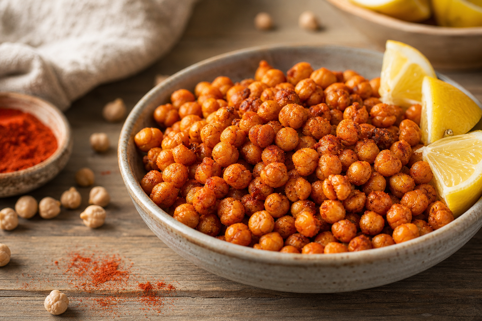 Harissa Spiced Roasted Chickpeas
