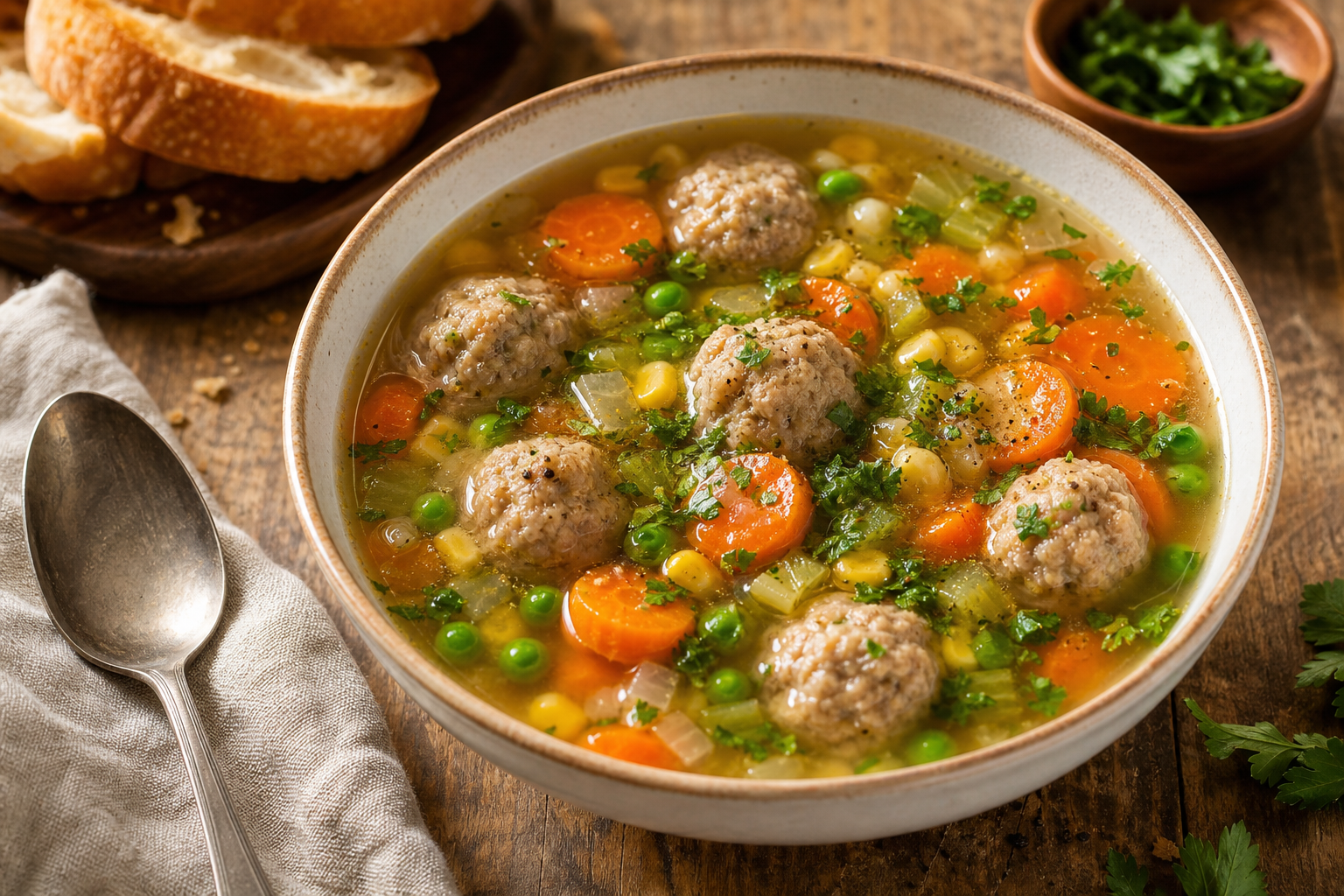 Hearty Turkey and Vegetable Meatball Soup