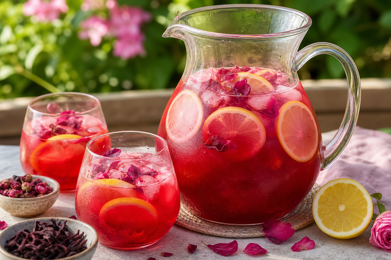 Hibiscus and Rose Iced Tea Punch