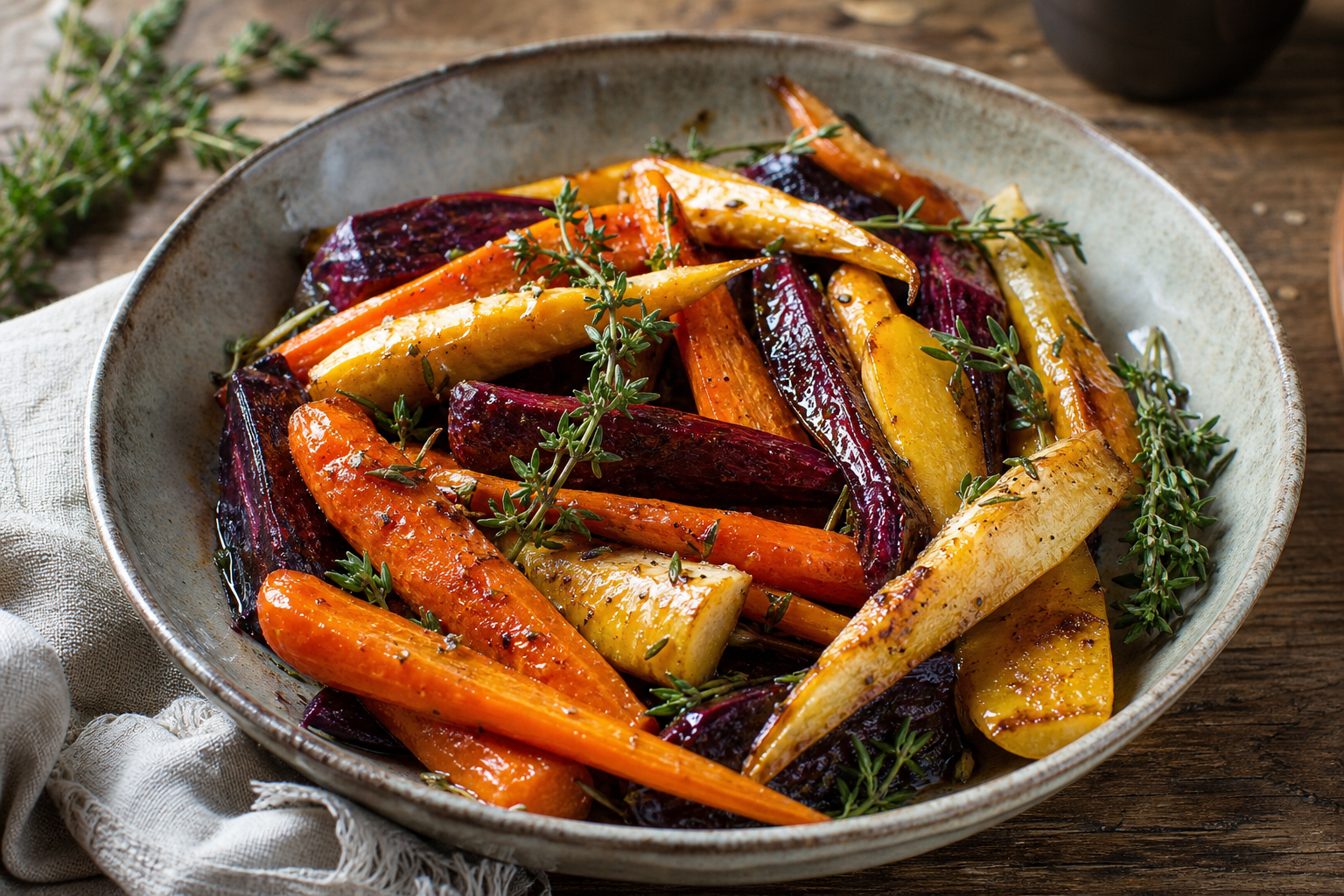 Maple Balsamic Roasted Root Vegetables