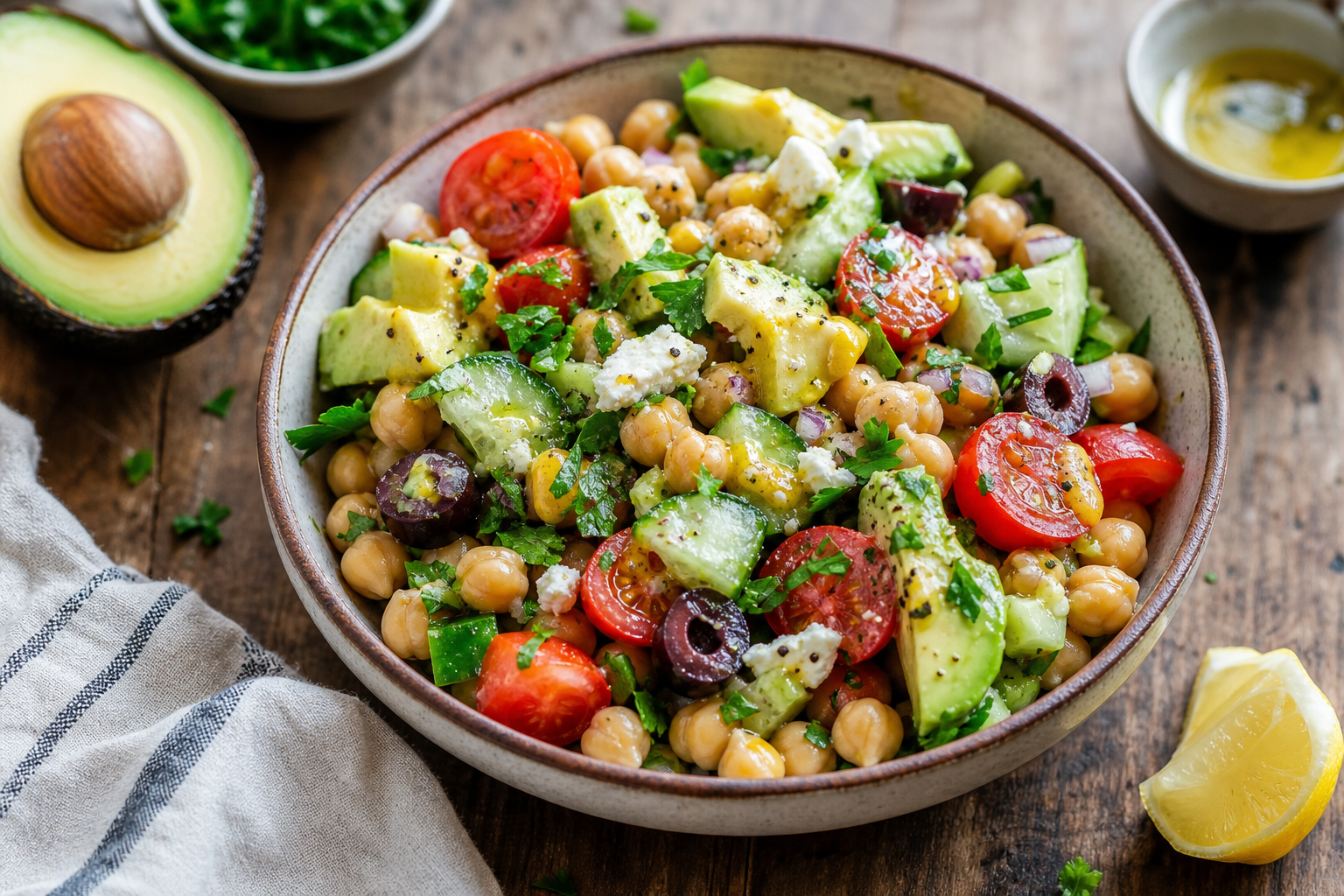 Mediterranean Chickpea and Avocado Power Bowl