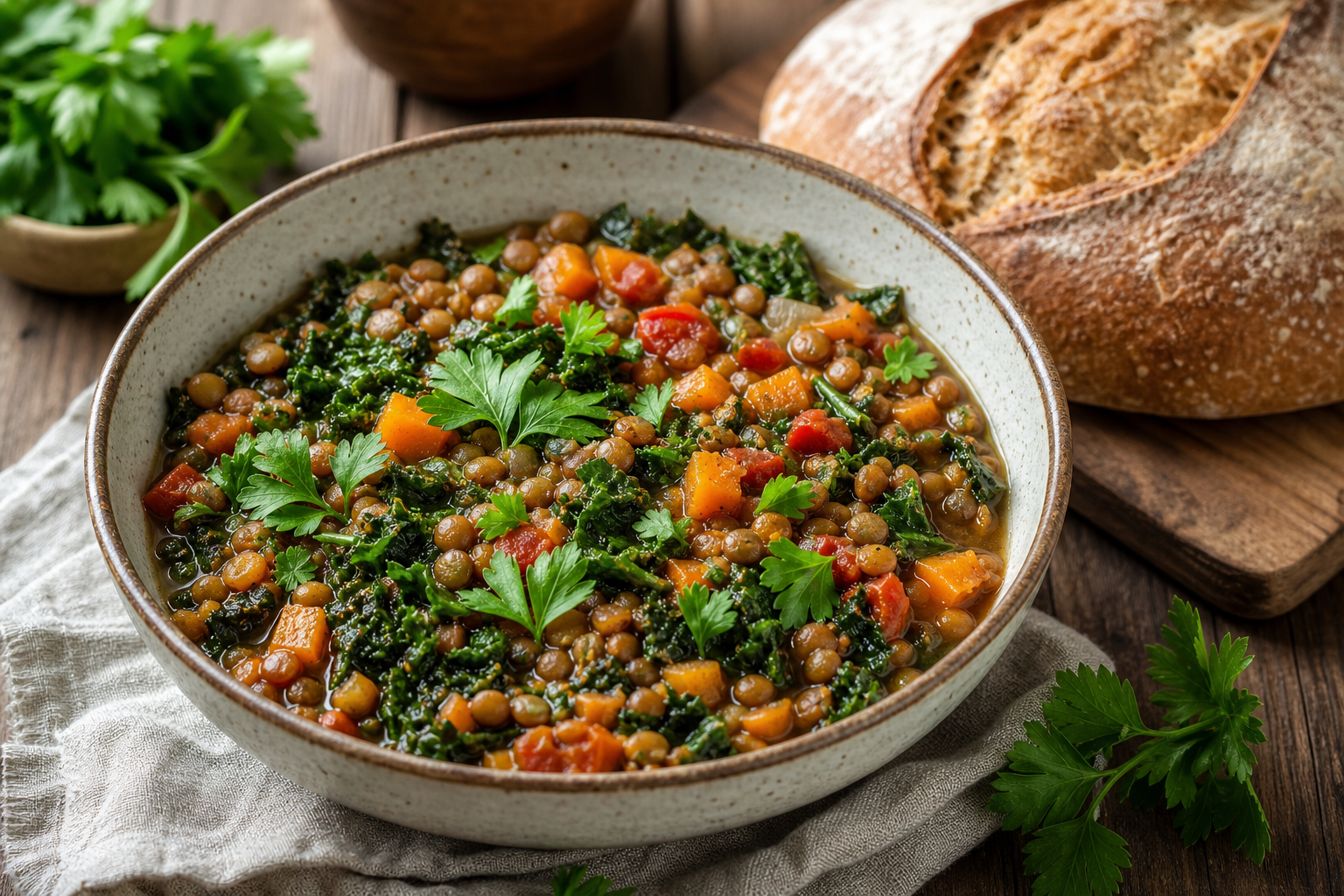 Mediterranean Lentil and Kale Stew