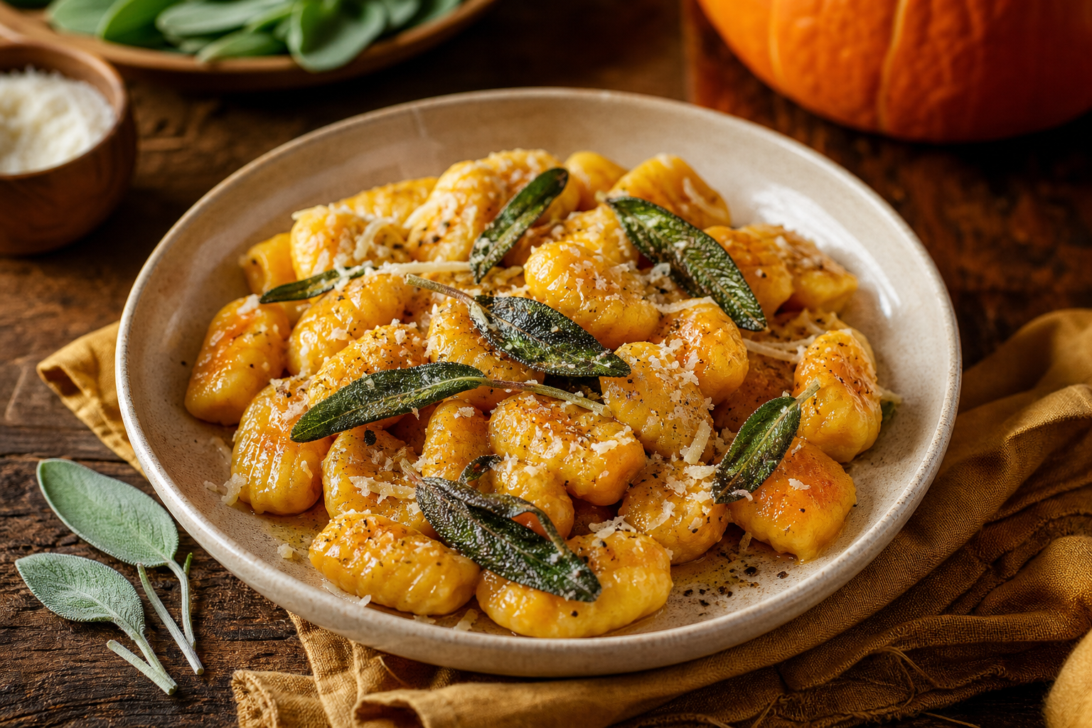 Pumpkin Sage Gnocchi with Brown Butter Sauce