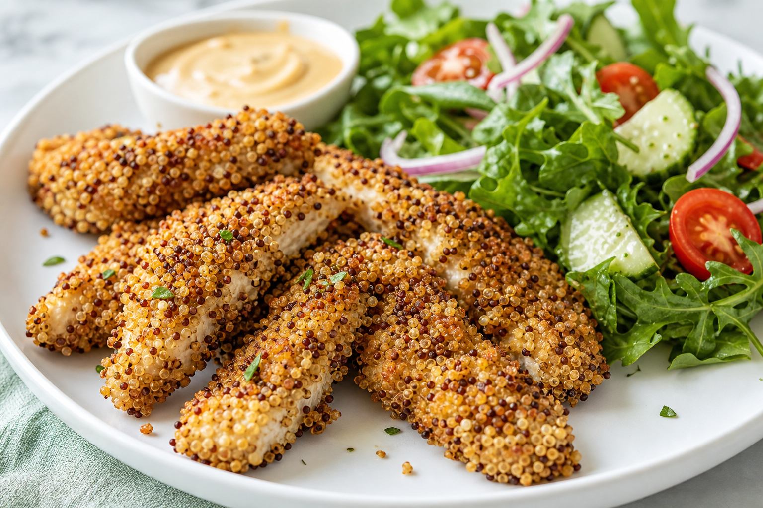 Quinoa-Crusted Baked Chicken Strips (Gluten Free)