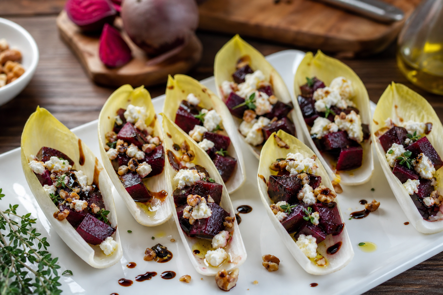 Roasted Beet and Feta Endive Boats