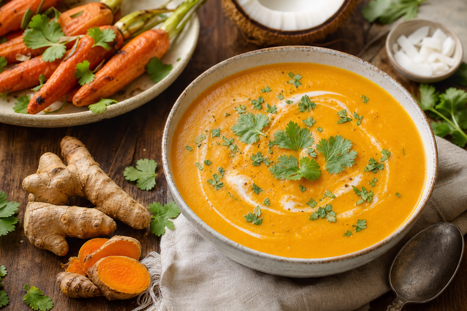 Roasted Carrot and Coconut Soup with Turmeric