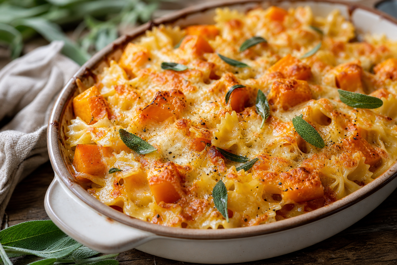 Rustic Farfalle with Roasted Butternut Squash and Sage