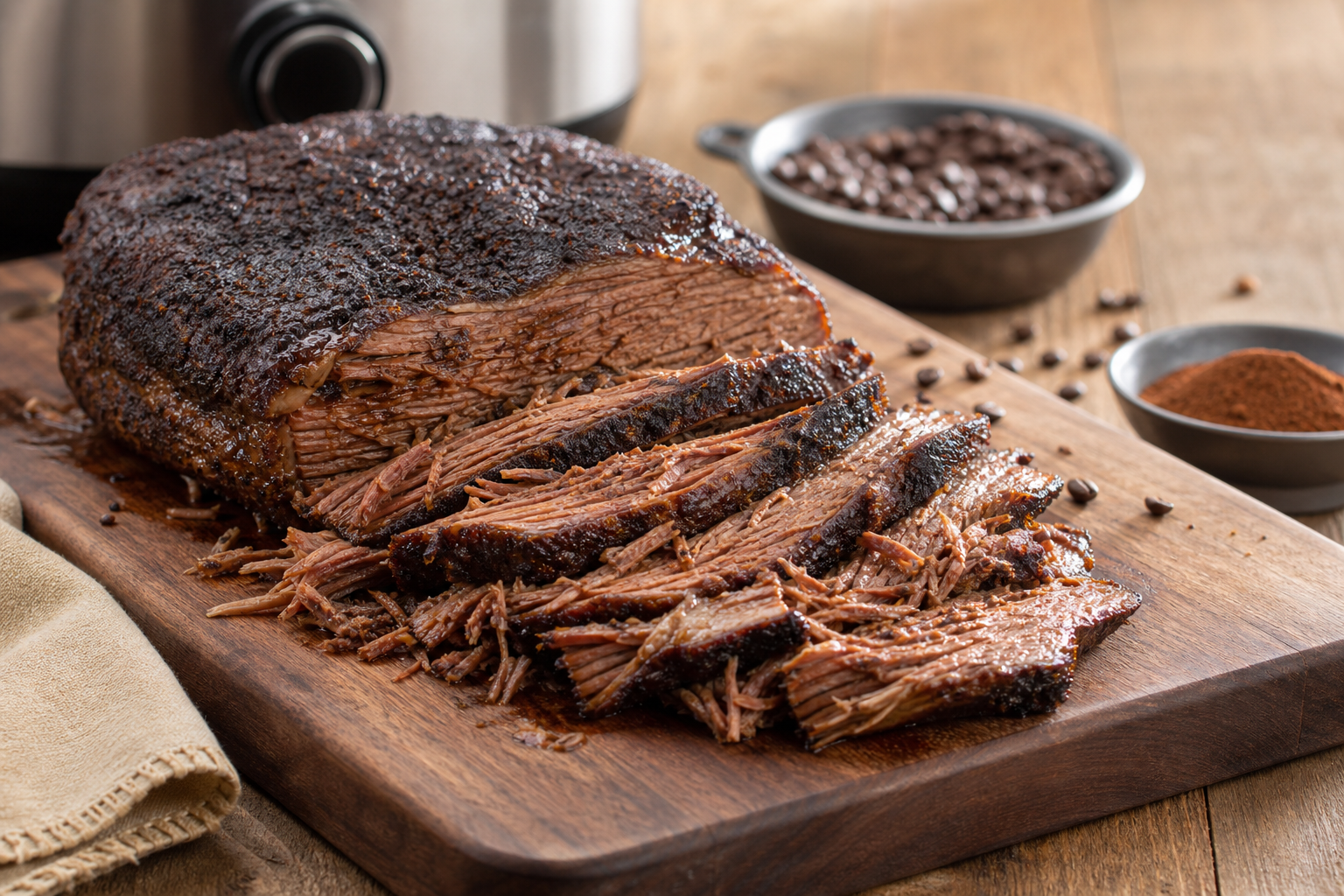Slow Cooker Beef Brisket with Coffee and Cocoa Rub