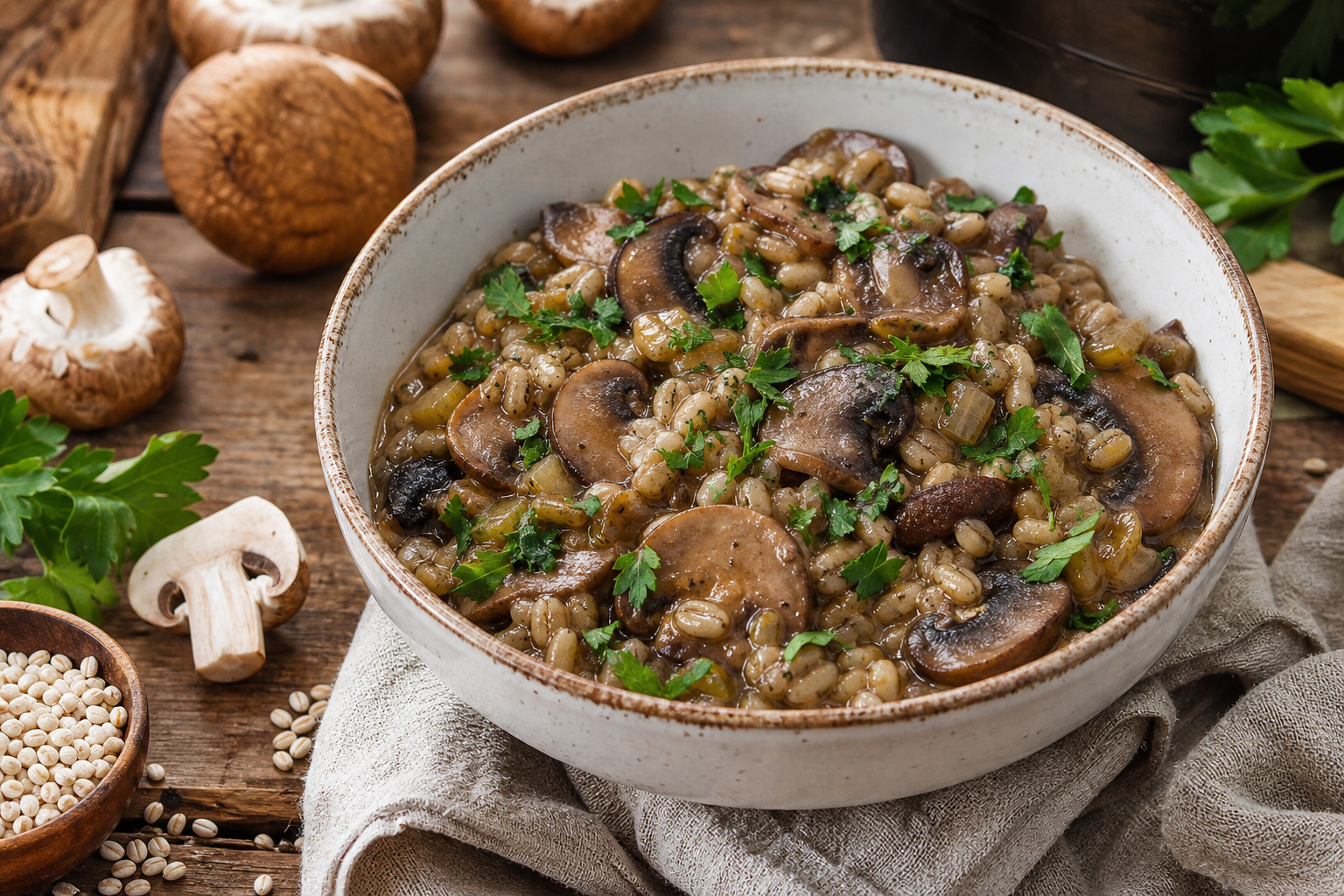 Slow Cooker Mushroom and Barley Ragout