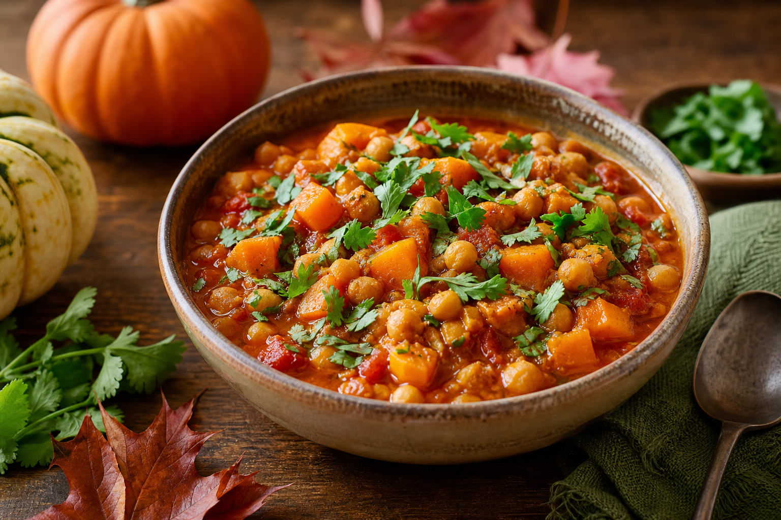 Slow Cooker Spicy Chickpea and Pumpkin Stew