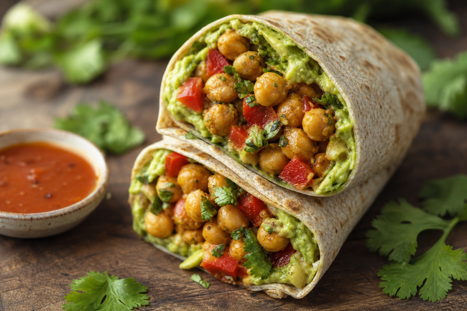 Spiced Chickpea and Avocado Breakfast Wrap