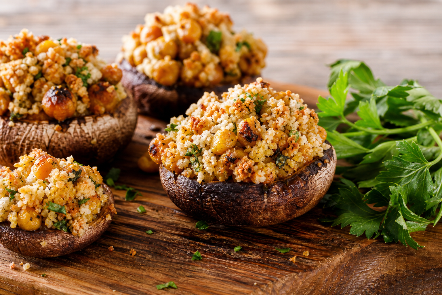 Air Fryer Crispy Chickpea-Stuffed Mushrooms