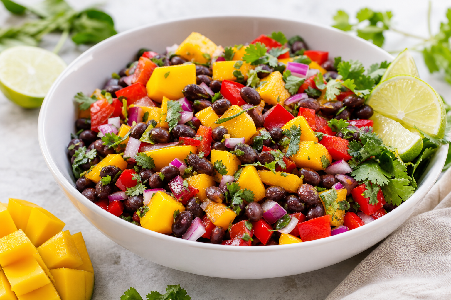 Black Bean and Mango Salad with Cilantro Lime Dressing
