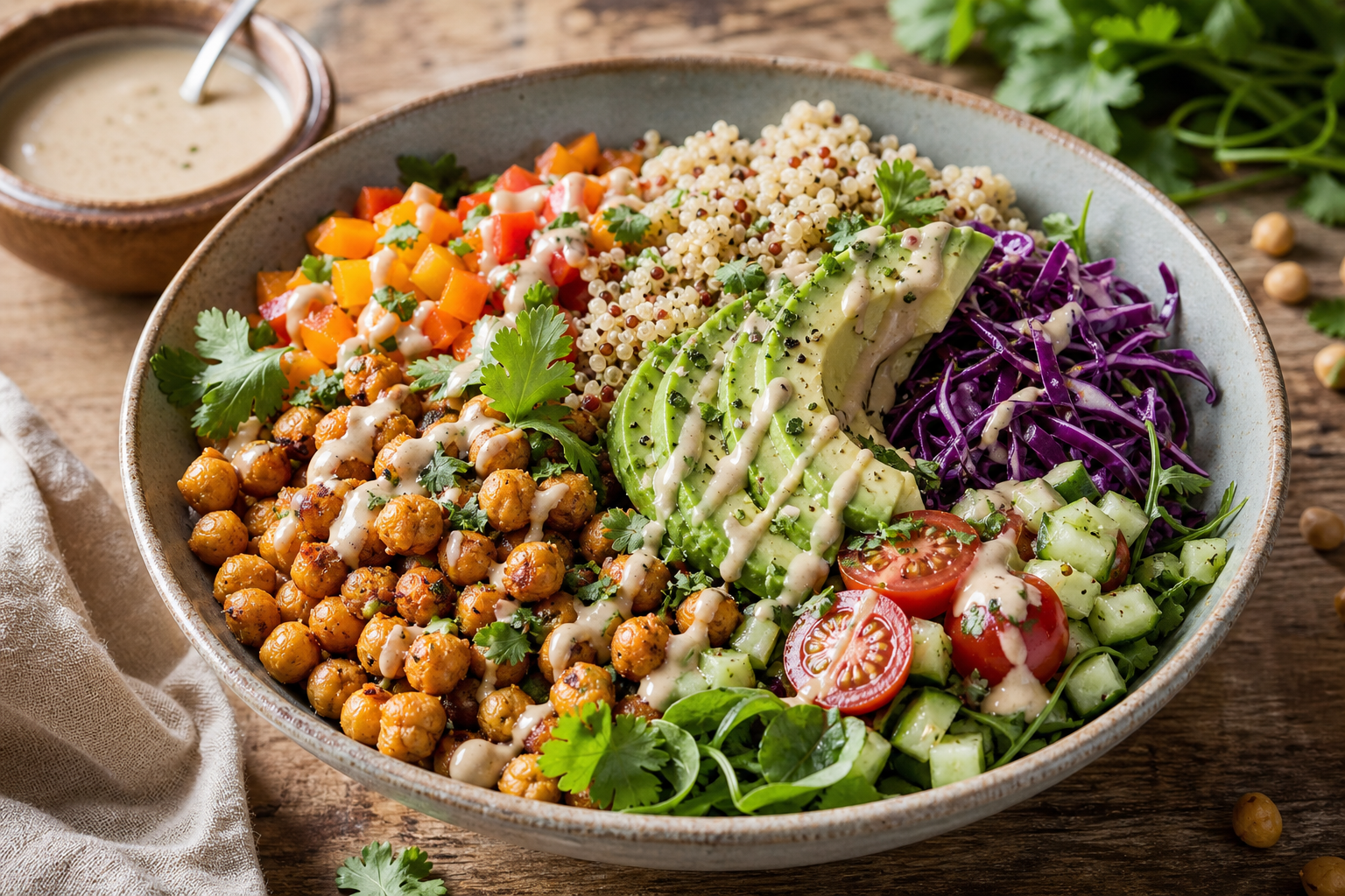 Chickpea and Avocado Buddha Bowl with Tahini Dressing