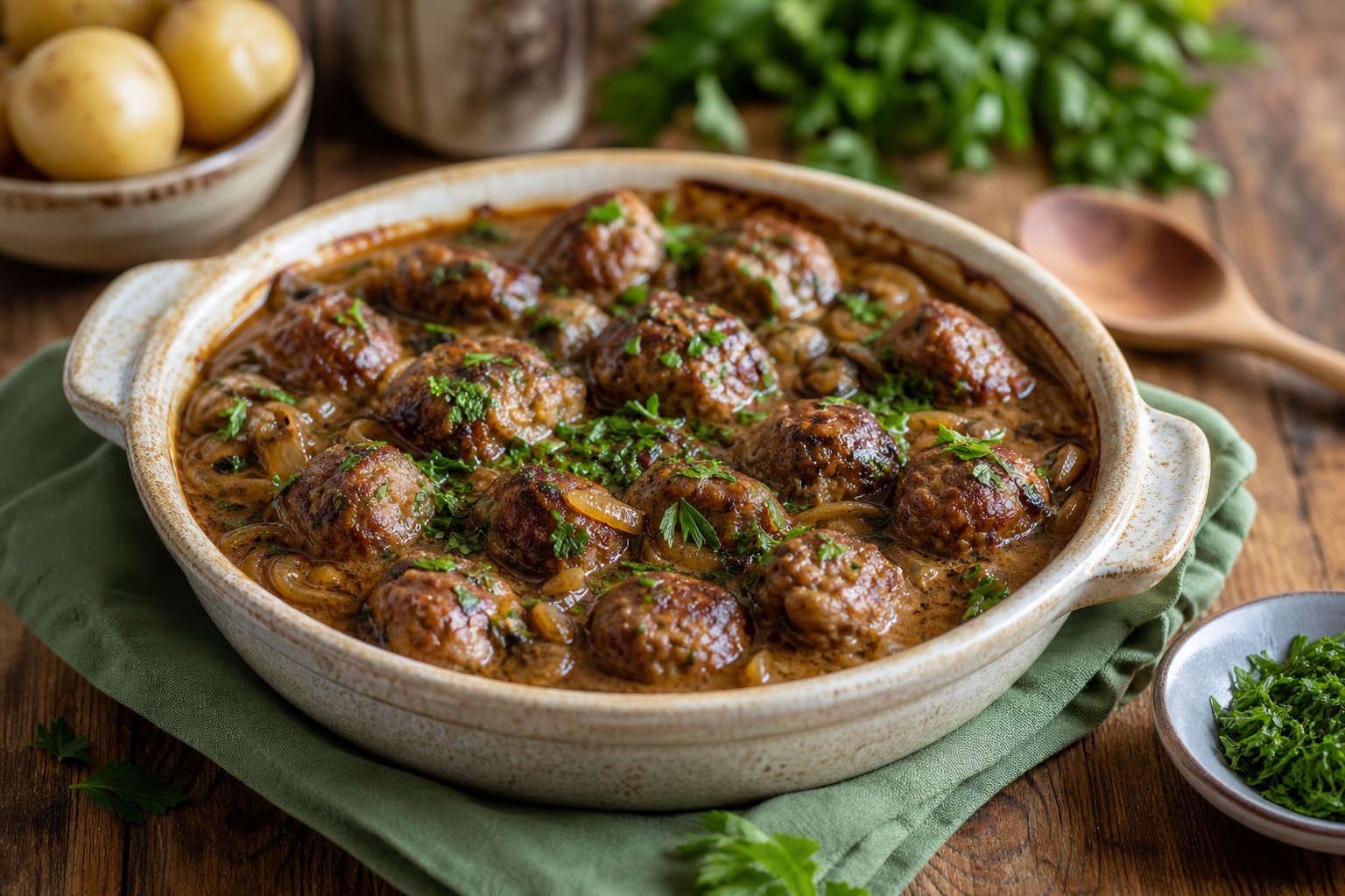Classic Meatball and Gravy Casserole