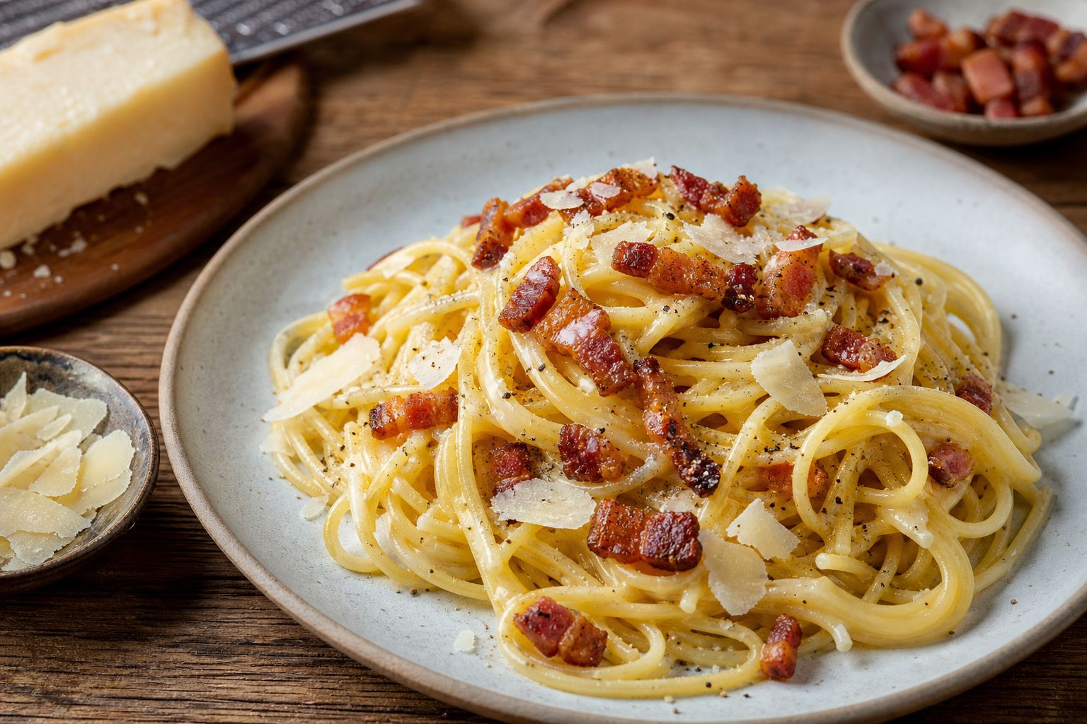 Classic Spaghetti Carbonara with Pancetta and Pecorino