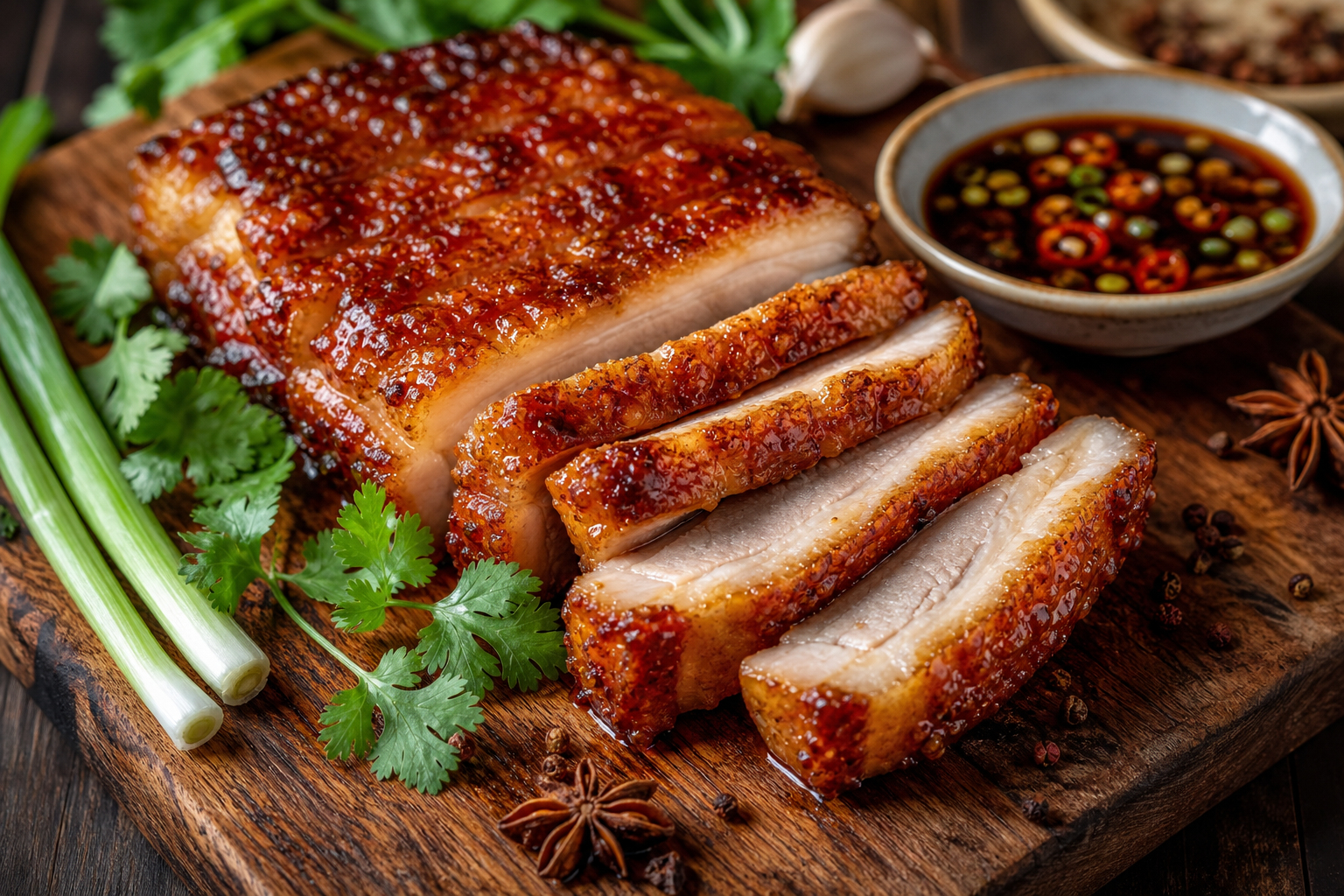 Crispy Pork Belly with Asian Five-Spice Glaze