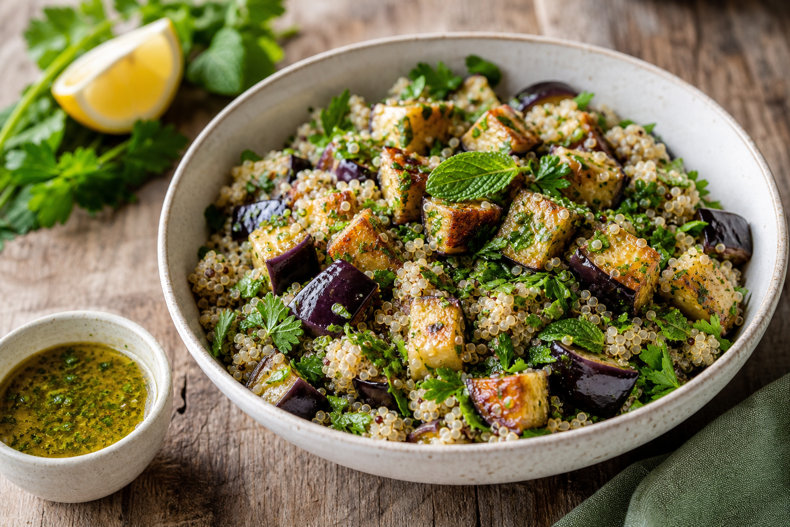 Gluten Free Quinoa and Roasted Eggplant Salad