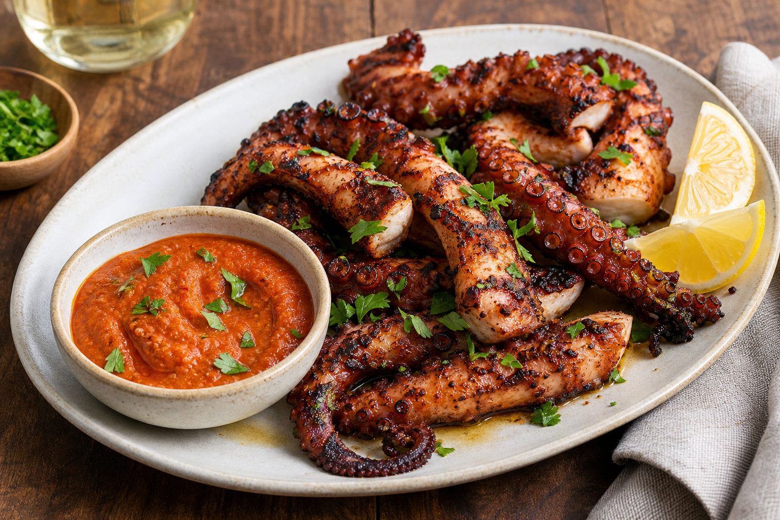 Grilled Octopus with Smoky Romesco Sauce