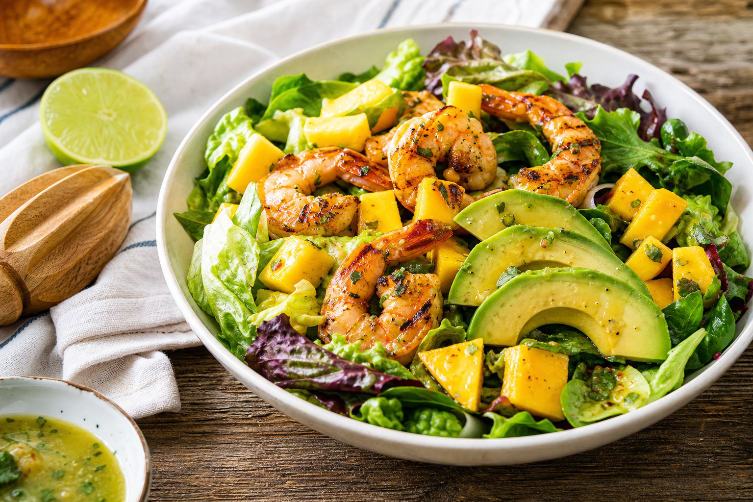 Grilled Shrimp and Mango Avocado Salad with Lime Vinaigrette