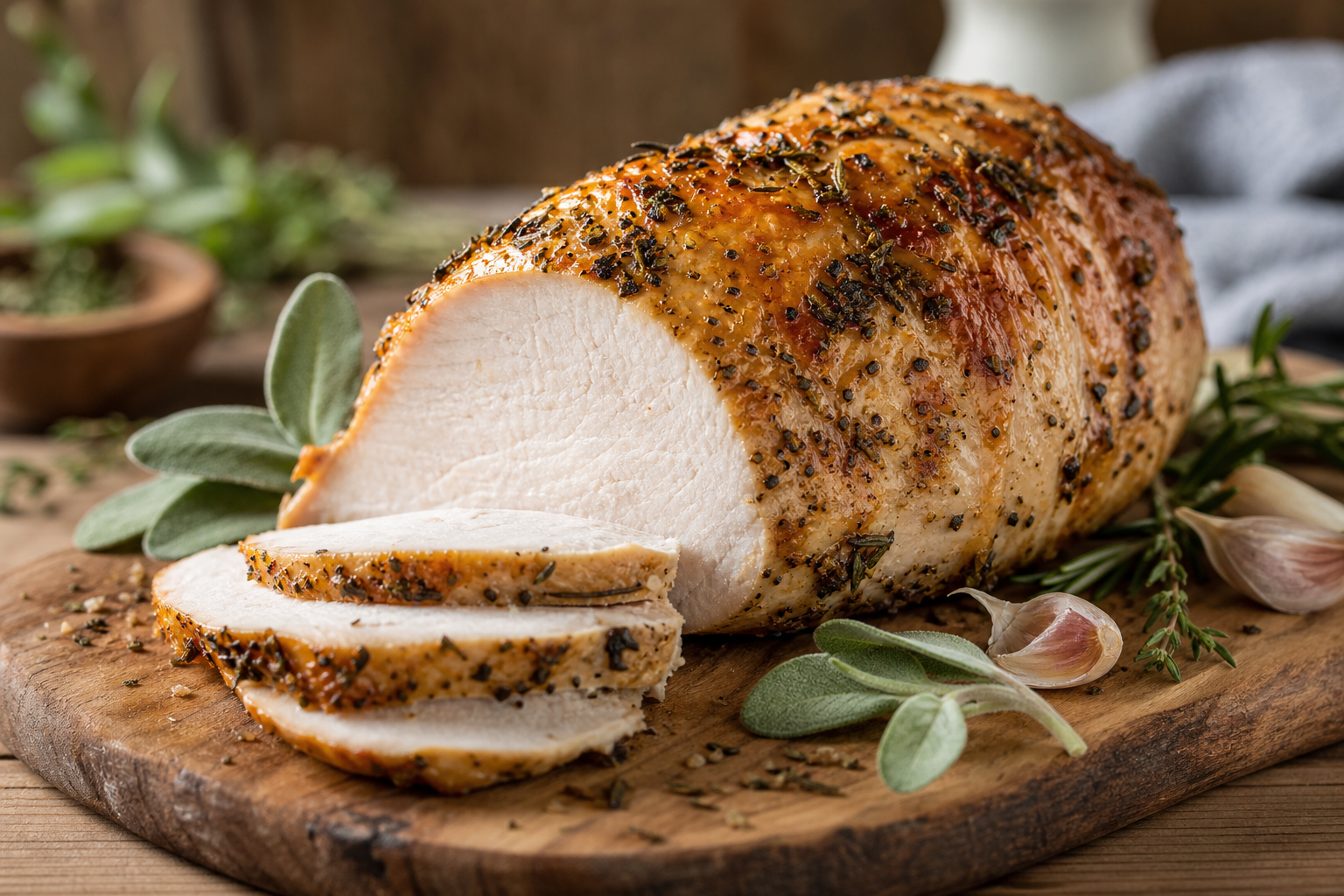 Herb-Roasted Turkey Breast with Garlic and Sage