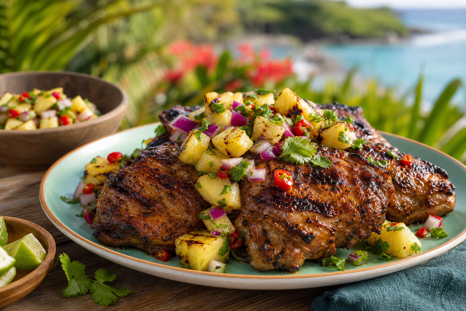 Jamaican Jerk Chicken with Grilled Pineapple Salsa
