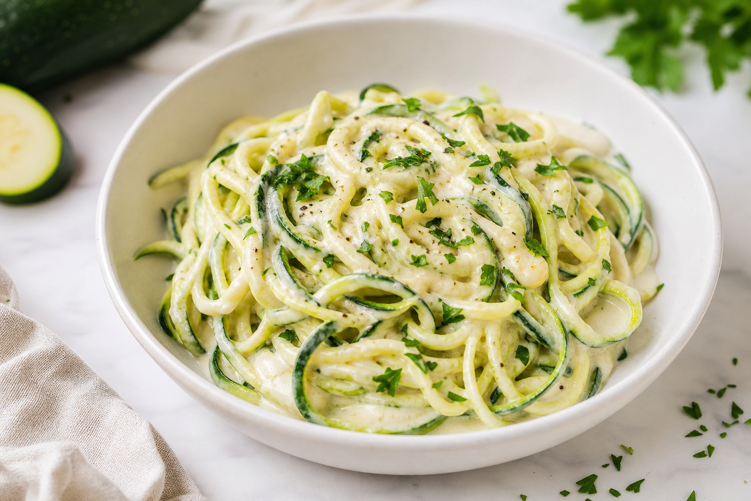 Keto Creamy Zucchini Noodle Alfredo