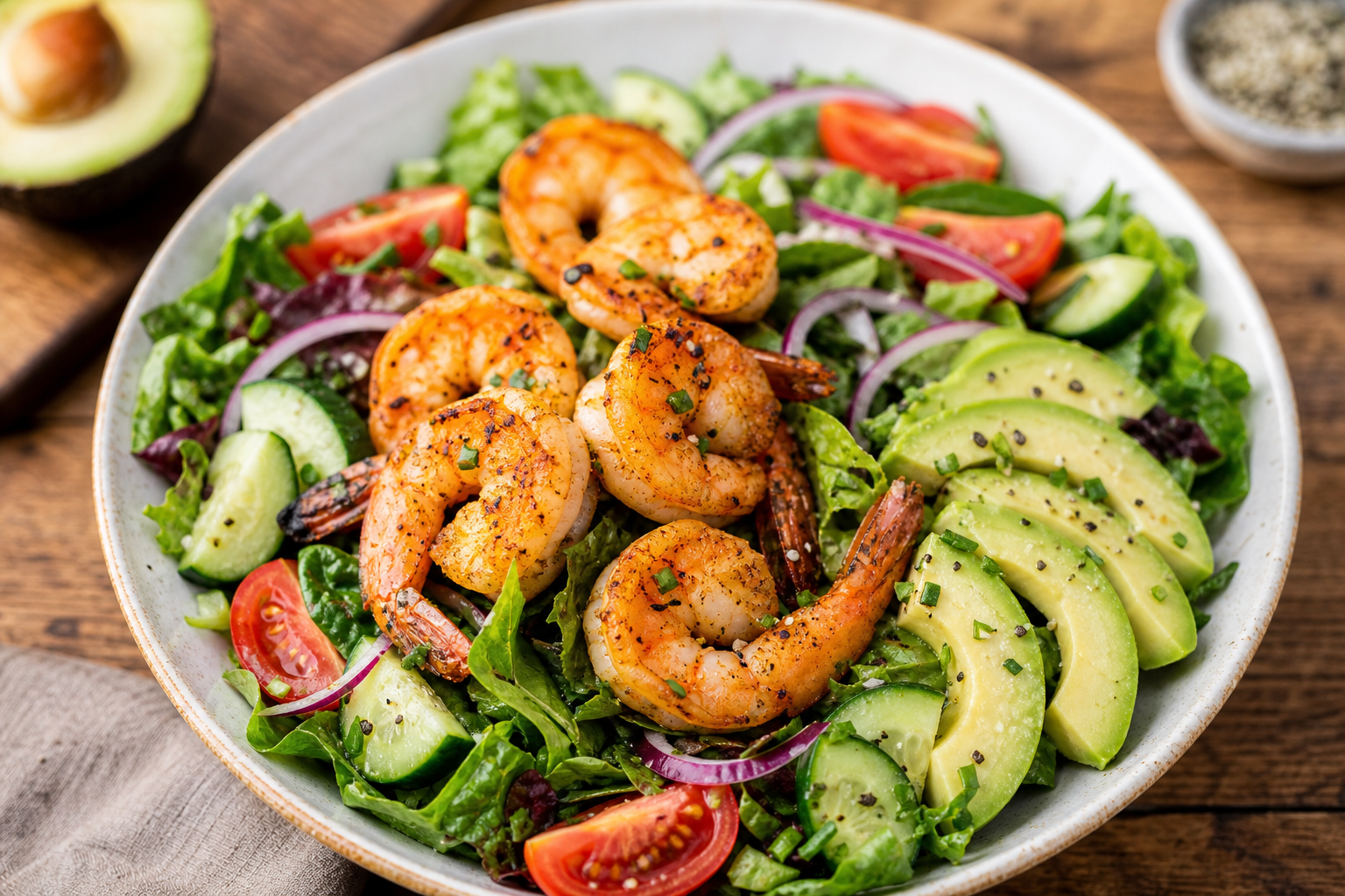 Keto Shrimp and Avocado Salad Bowl