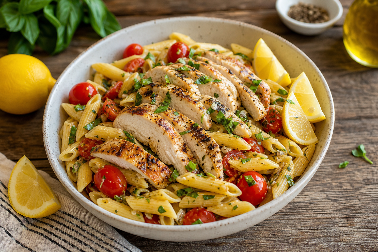 Lemon Pepper Grilled Chicken Pasta Salad
