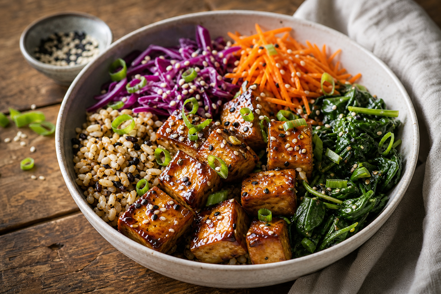 Miso-Glazed Tofu Buddha Bowl