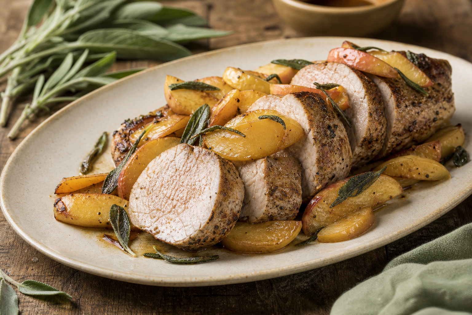 Pork Tenderloin with Roasted Apples and Sage