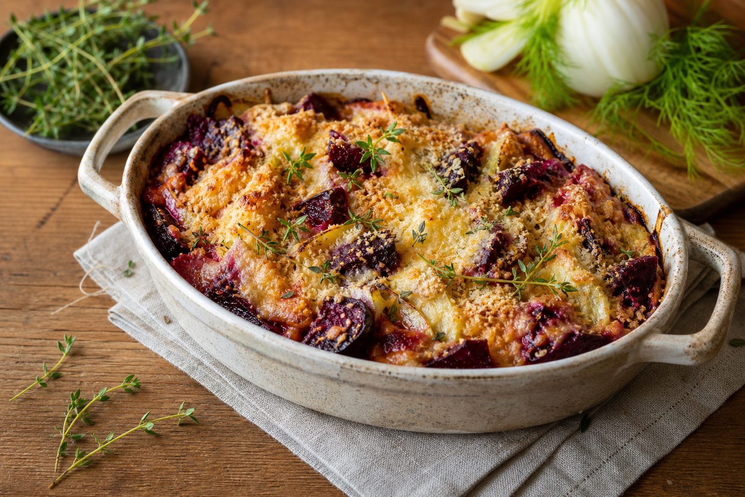Roasted Beet and Fennel Gratin