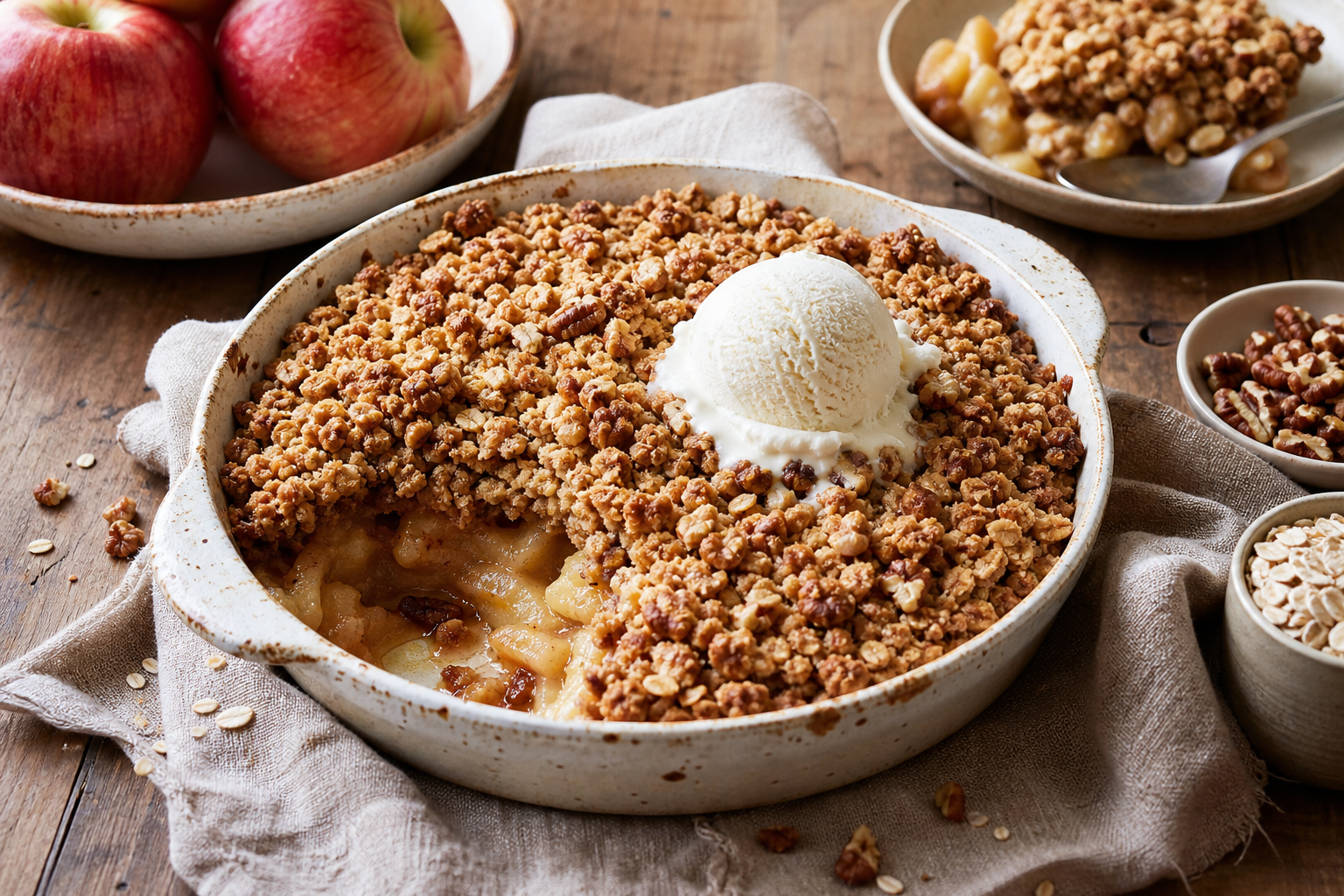 Rustic Apple Crumble with Oat and Nut Topping