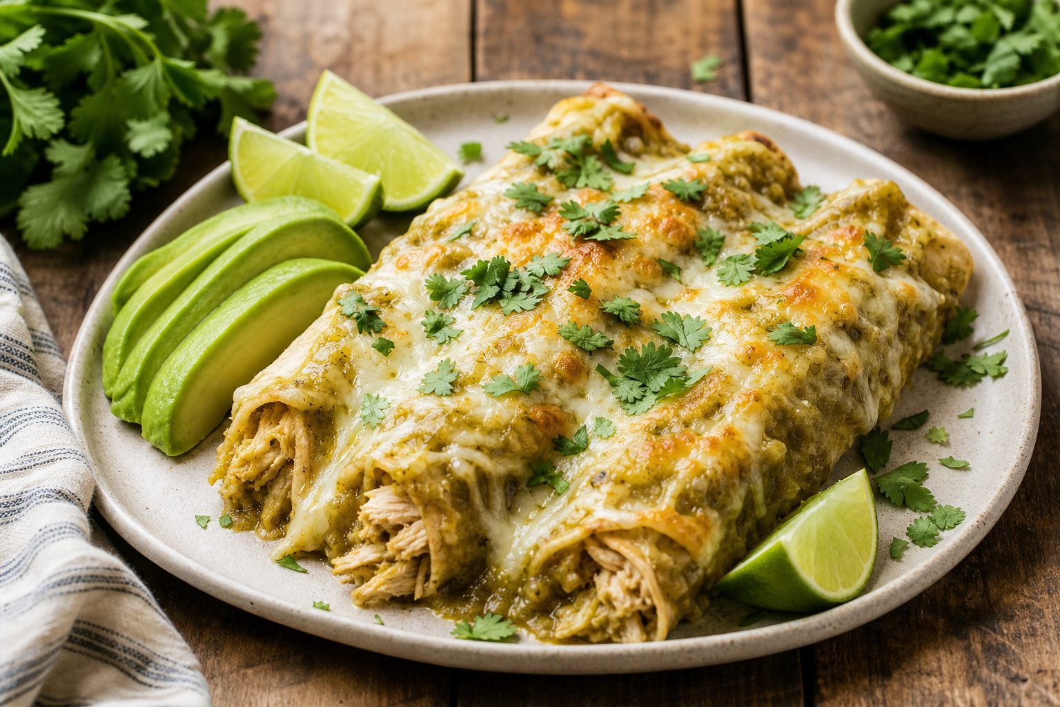 Salsa Verde Turkey Enchiladas