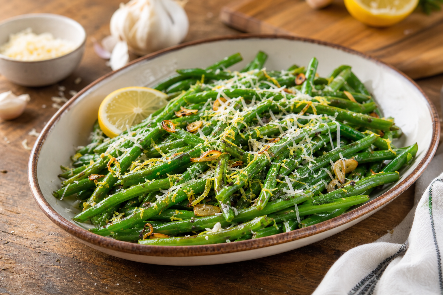 Sautéed Garlic Parmesan Green Beans
