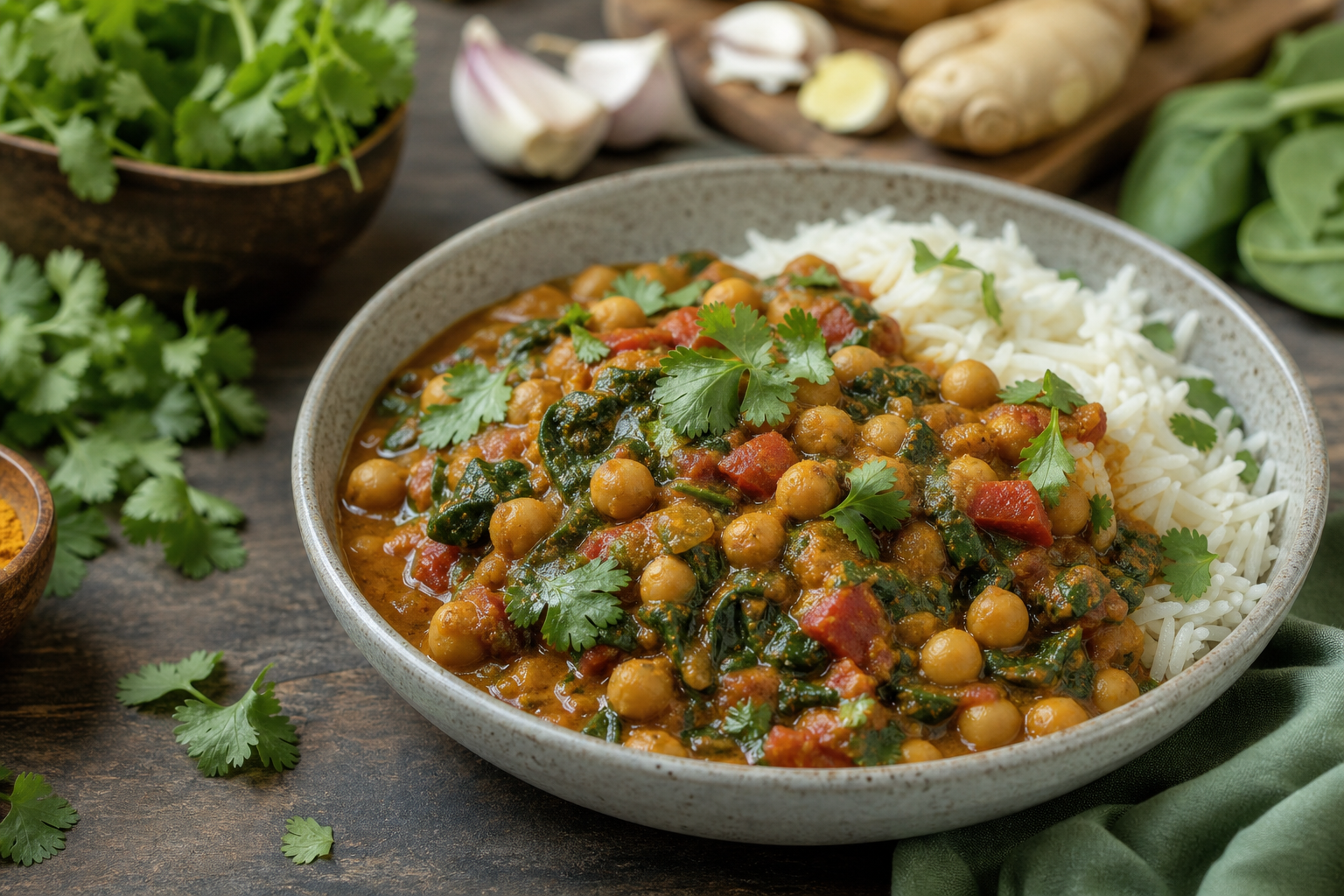 Slow Cooker Indian Chickpea and Spinach Curry