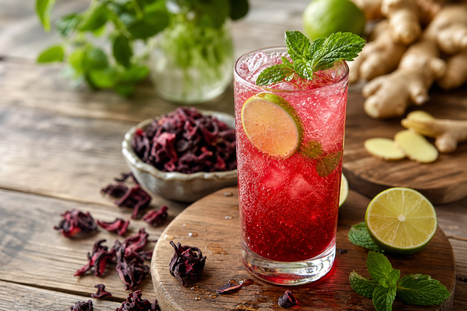 Sparkling Hibiscus Ginger Cooler