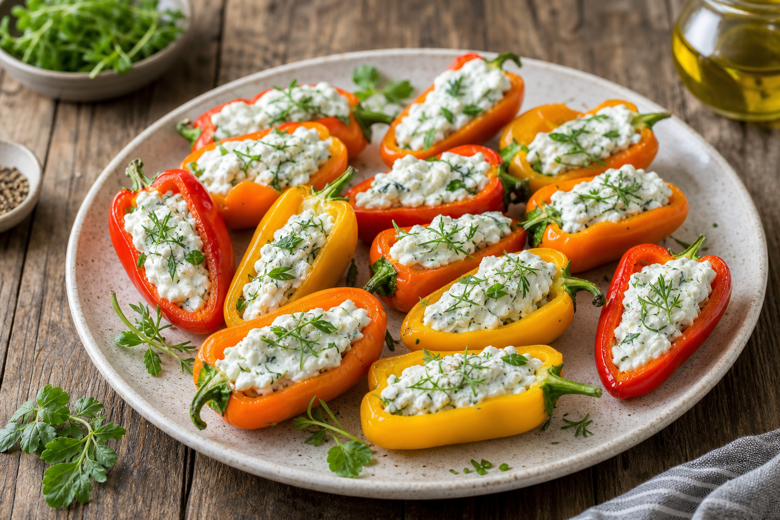 Stuffed Mini Bell Peppers with Herbed Goat Cheese