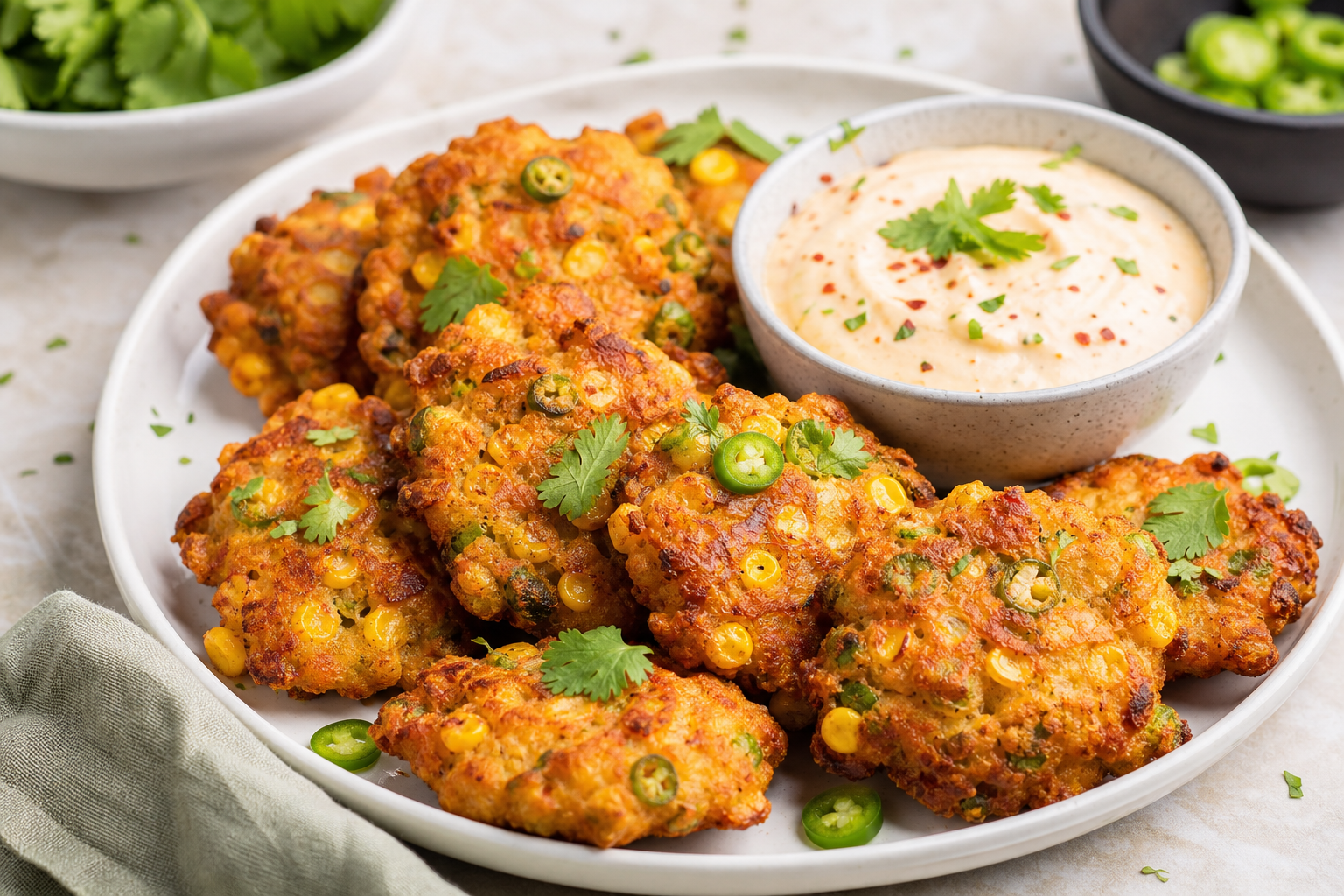 Sweet Corn and Jalapeño Air Fryer Fritters