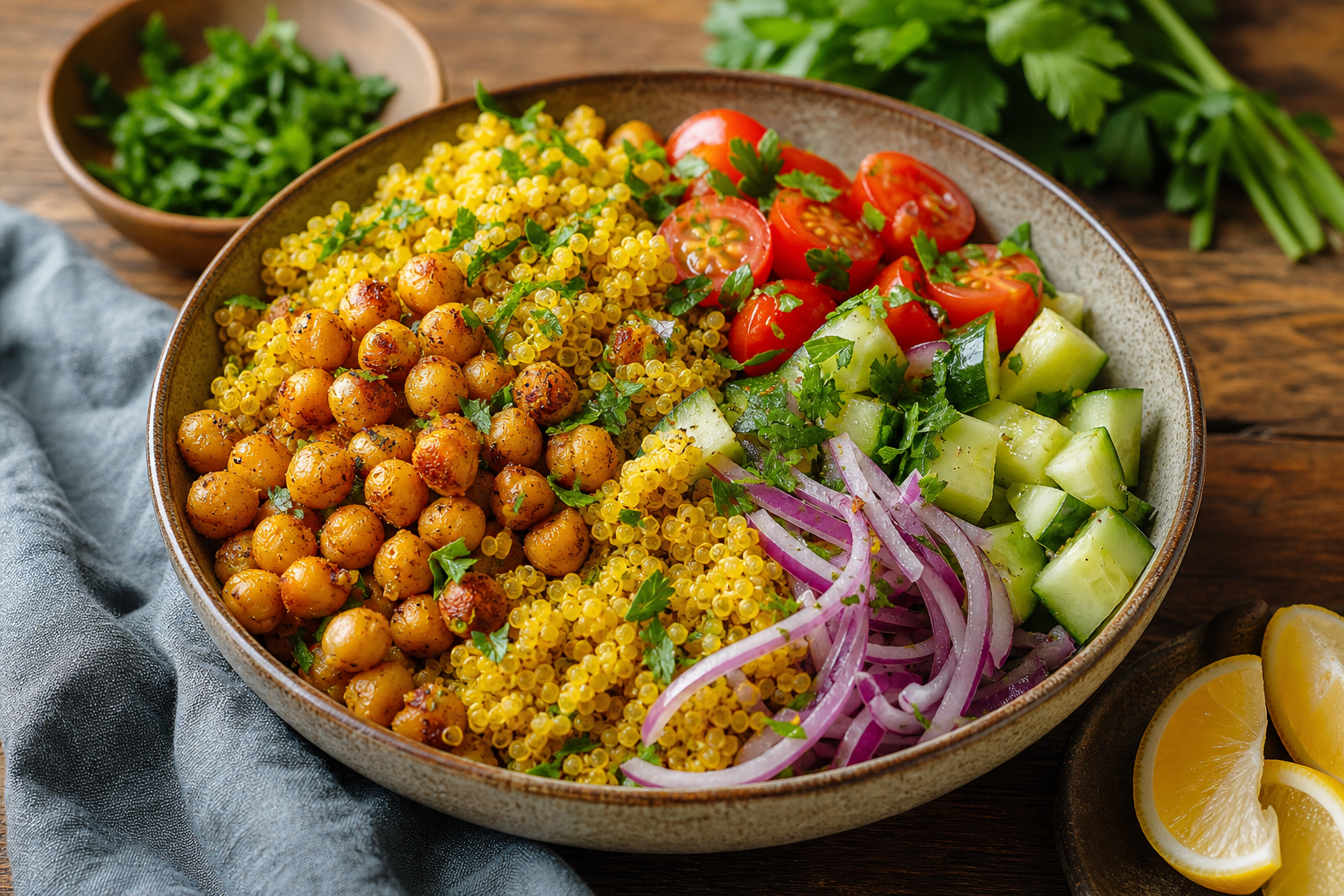 Turmeric Quinoa Power Salad with Roasted Chickpeas