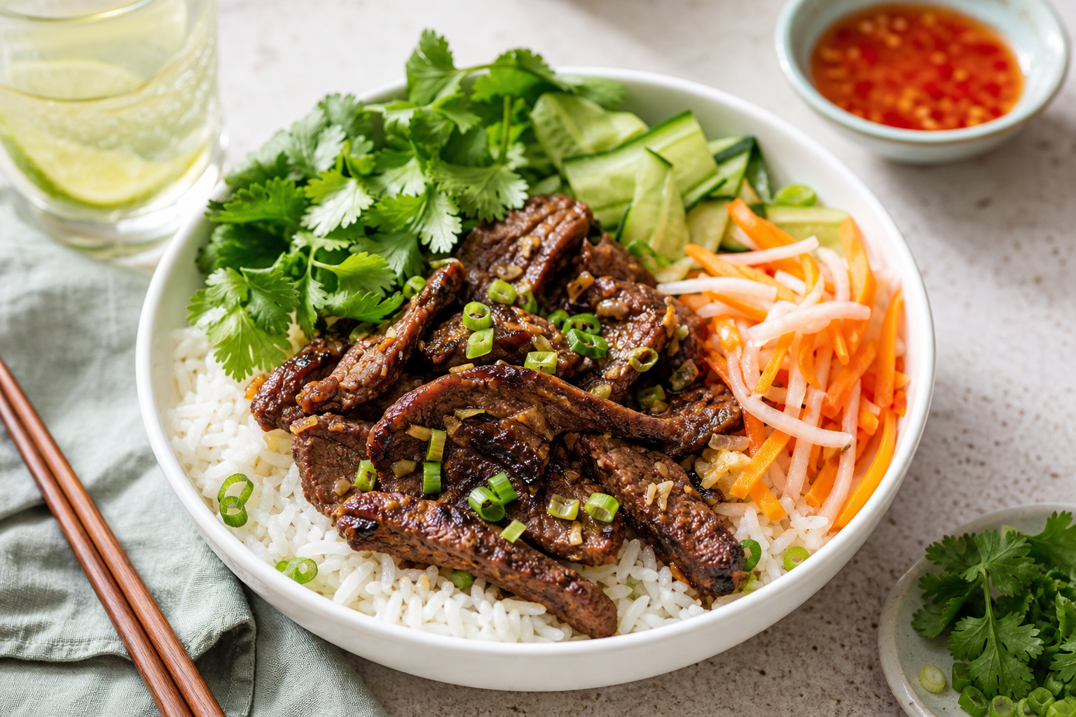Vietnamese Lemongrass Beef Lunch Bowl