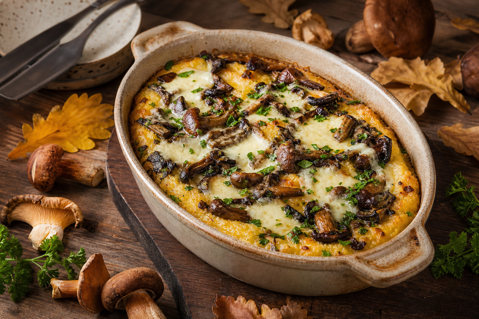 Wild Mushroom Polenta Bake (Gluten Free)